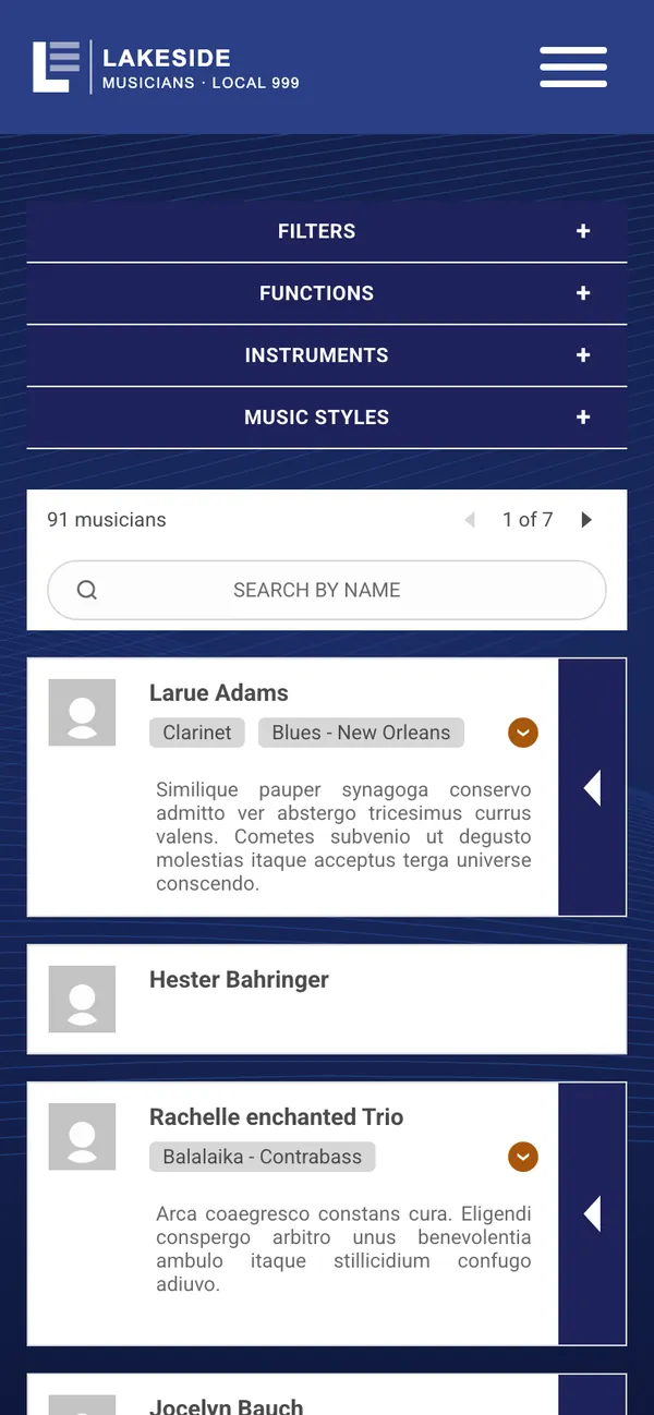 The demo Local's member directory on a phone.